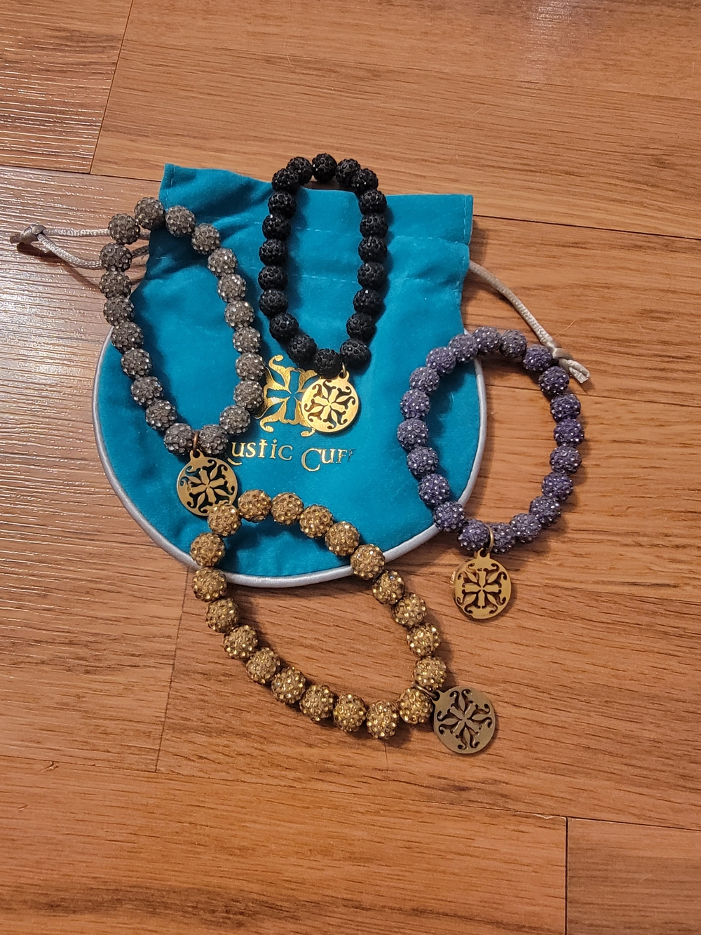 Rustic Cuff Beaded Charm Bracelet - Multiple Colors